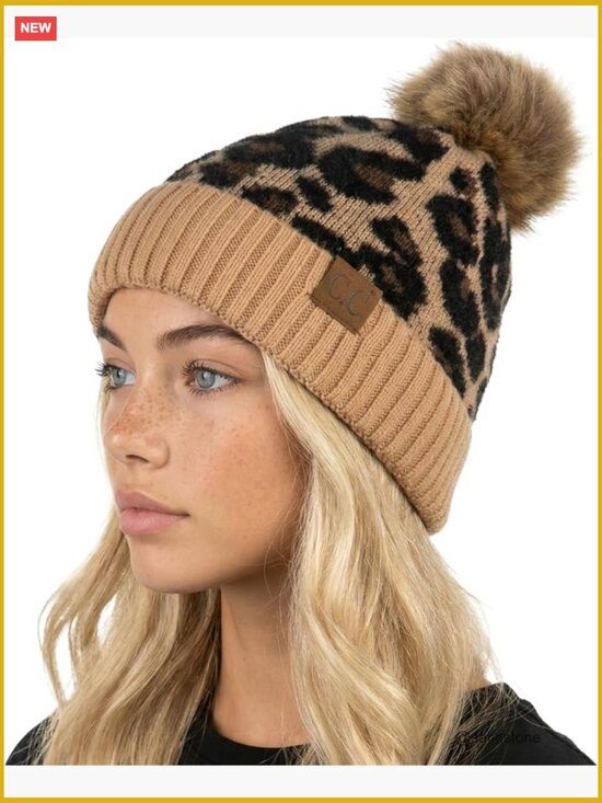 Soft Knit Faux Fur Pom Beanie Winter Hat for Women main image 6